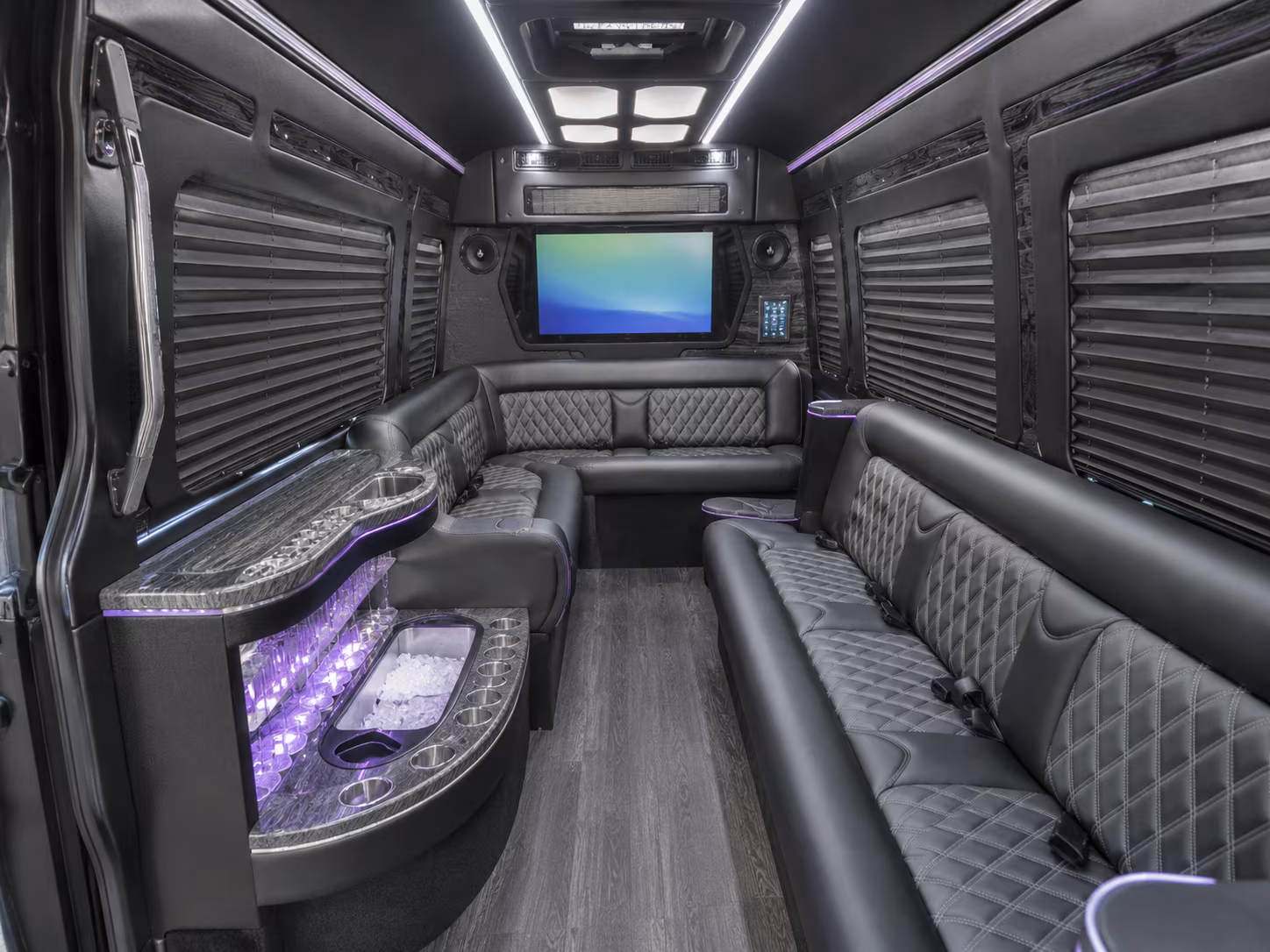 santa monica 30 passenger party bus interior